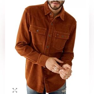 NWT True Religion Rust Corduroy Button-Up Shirt Jacket Sz 3XL